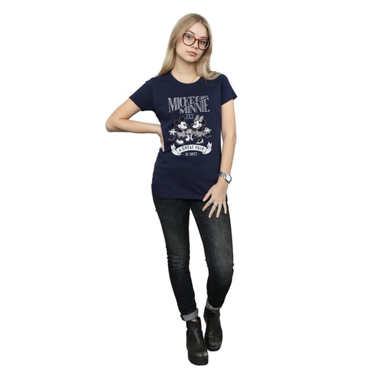 Disney Womens/Ladies Mickey And Minnie Mouse Great Pair Cotton T-Shirt (Navy Blue)