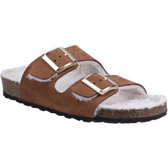 Hush Puppies Jessie Läder Dam Tofflor Tan - Image 1