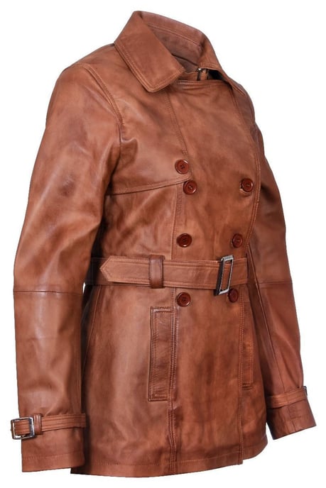 Women's mid-length leather trench coat - Oakham