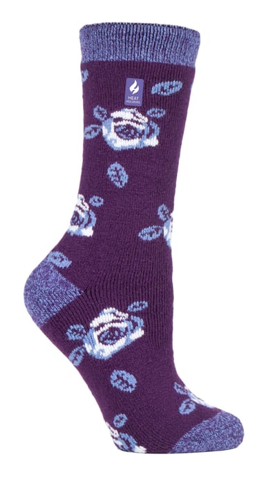Heat Holders Lite - Womens Insulated Thermal Socks | Multiple Designs Including Argyle Stripes Hearts Stars | Warm Socks for Winter - Plum (Rome) - Image 1