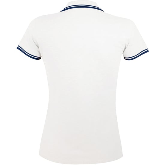 SOLS Womens/Ladies Pasadena Tipped Short Sleeve Pique Polo Shirt (White/Navy)