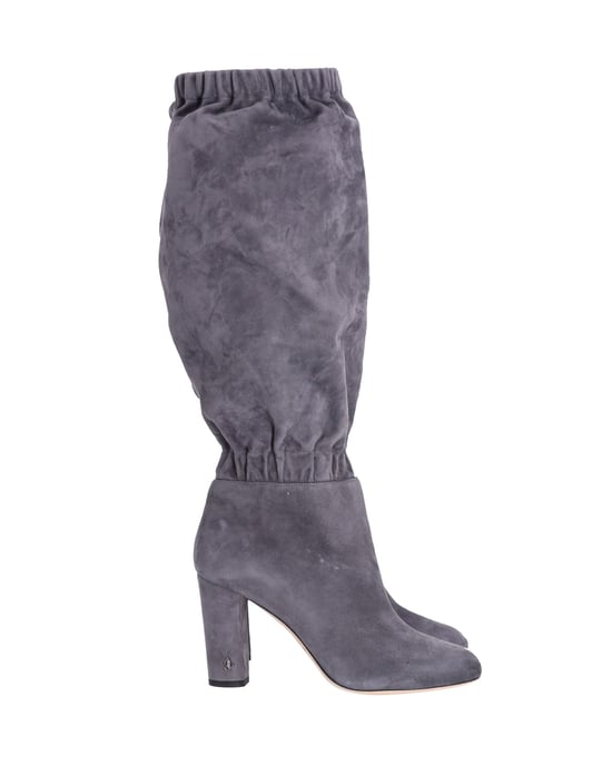 Jimmy Choo Maxyn 85 Knee-high Boots in Grey Suede - Image 1