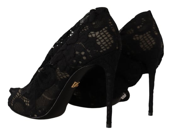 Dolce & Gabbana Women's Black Stretch Socks Taormina Lace Boots Shoes - Image 3