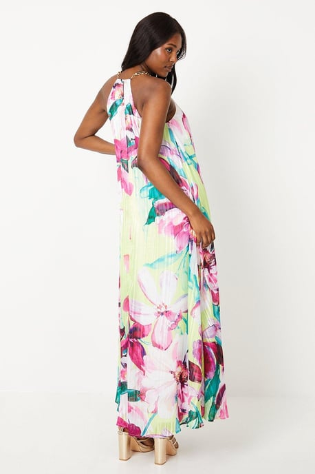 Printed Chain Trapeze Maxi Dress