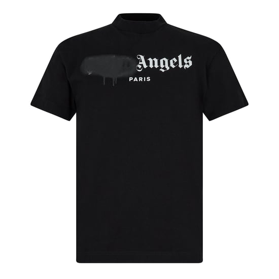 Heren Palm Angels Paris Gespoten Logo T-shirt in Zwart - Image 1