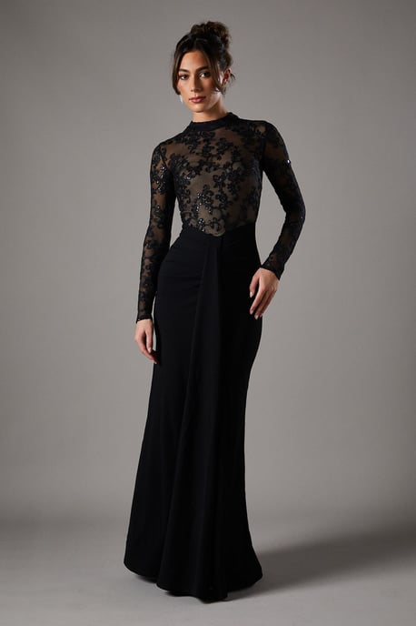 Lace Maxi Dress With Lace Mix