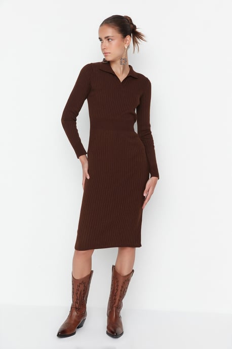 Trendyol Kvinnors Polokrage Bodycon Midi Klänning - Image 3