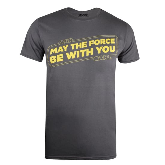 Star Wars Mens May The Force Be With You T-Shirt (Charcoal/Yellow)