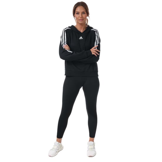 Women's adidas Essentials 3-Stripes Cropped Hoody in Black