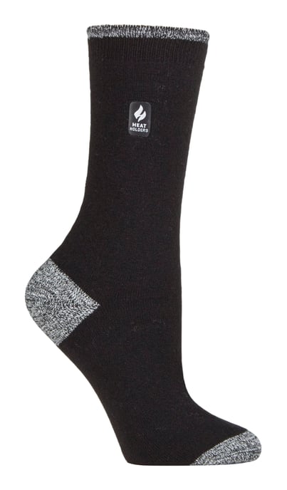 Heat Holders - Dam Ultra Lite Thermal Borstad Innergarn Design Strumpor - Svart / Vit (Oia) - Image 1