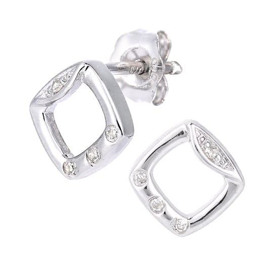 9ct White Gold Diamond Frame Design Earrings