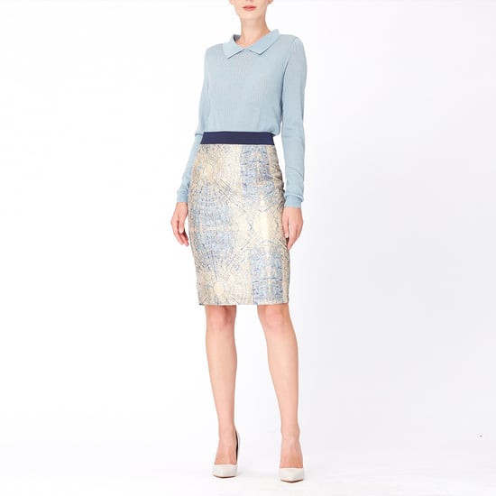 Bi-material brocade short skirt - Image 2