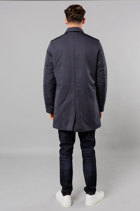 Navy Mid-Length Coat With Collar