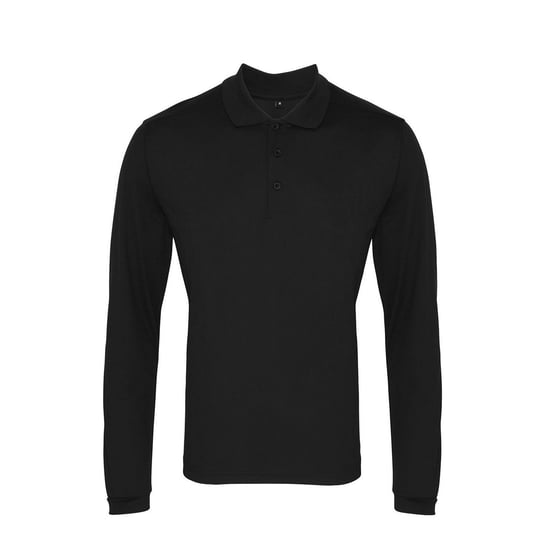 Premier Heren Coolchecker Pique Poloshirt met lange mouwen (Zwart) - Image 1