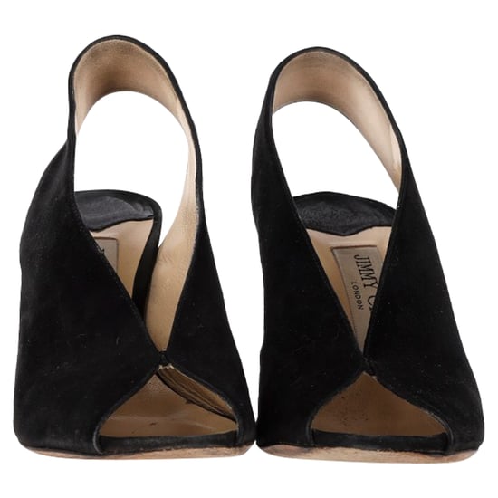 Jimmy Choo Shar 85 Peep-Toe Slingback Pumps in Black Suede - Image 2
