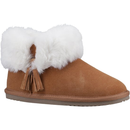 Hush Puppies Ayana Suede And Faux Fur Women's Tan Slippers - Image 1