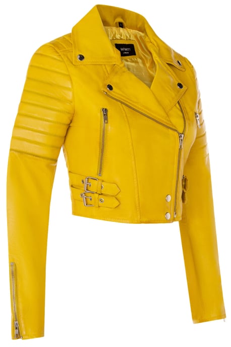 Ladies Brando Short Leather Jacket-Longtown