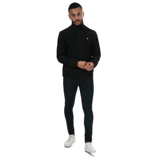 Men's Lyle And Scott Funnel Neck Softshell Jacket in Black - Image 3