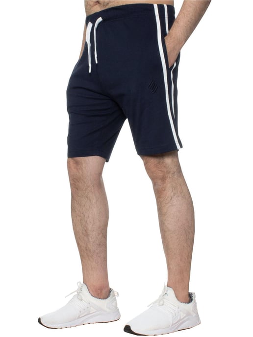 Enzo | Mens T-Shirt & Shorts Loungewear Set - White/Navy - Image 3