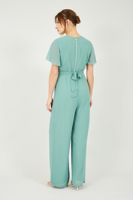 Yumi Sage Green Jumpsuit With Angel Sleeves