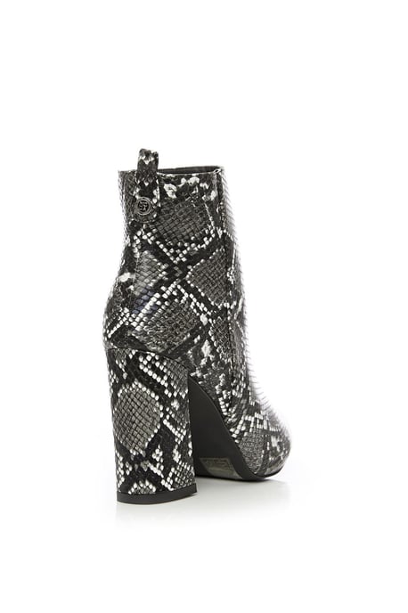 'Delfie' Monochrome Snake Print Ankle Boots