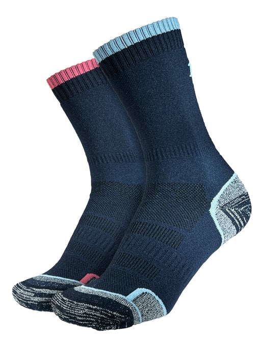 1000 Mile - 2 Pack Ladies Walking Single Layer Breathable Padded Socks - Navy - Image 1