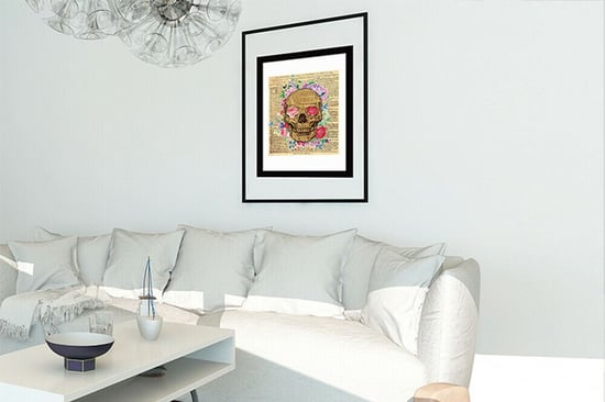 2in1 Flowery Skeleton Poster Self Adhesive DIY Wall Sticker, Living room wall sticker