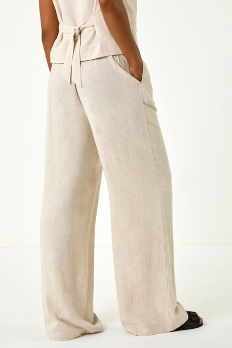 Linen Mix Wide Leg Trousers - Image 4