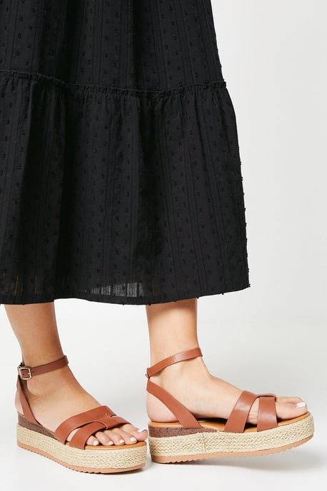Ravni Comfort Cutout Medium Espadrille Covered Wedge Sandals