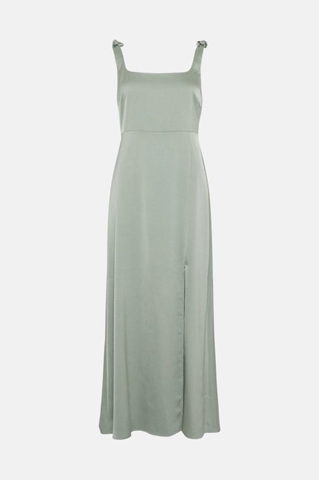 Satin Tie Shoulder Midi Bridesmaids Dress