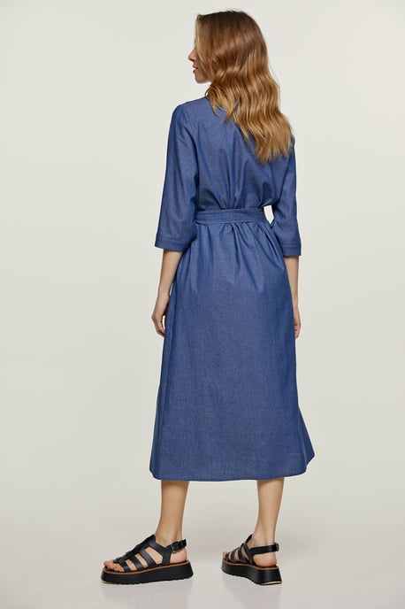 Hemelsblauwe Midi Dress met Riem - Image 3