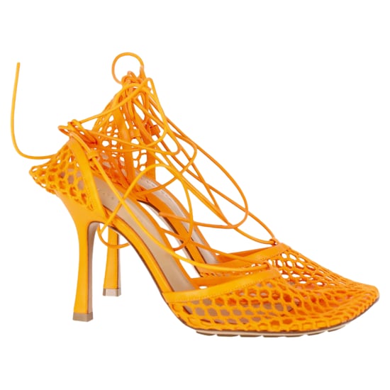 Bottega Veneta Stretch Lace Up Sandals in Orange Leather - Image 1