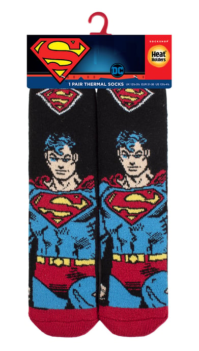 Boys Thermal Superman Socks for Winter | Heat Holders | Kids Novelty Superhero Fun Pattern Socks - Superman - Image 2