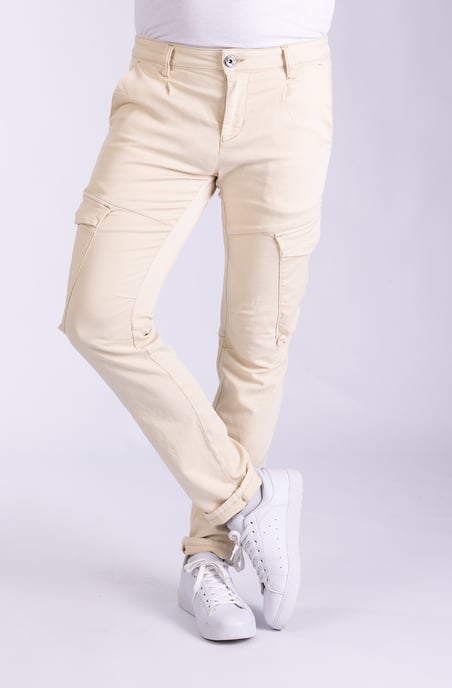 Cliff Mens Cargo Trousers Sand Slim Fit