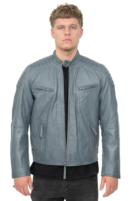 Mens Leather Quilted Biker Jacket - Berlin