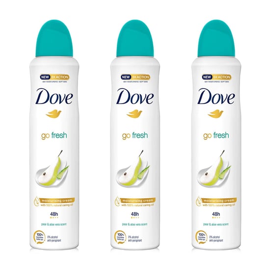 Dove Women Anti-Perspirant Deodorant Spray, Pear & Aloe Vera, 3 pack of 250ml - Image 1