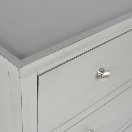 Pine Wood Antique Silver Handled 4-Drawer Unit