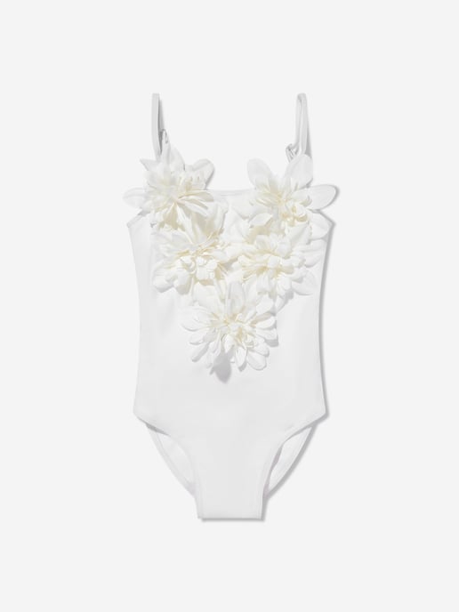 Selini Action Girls Flower Swimsuit in White