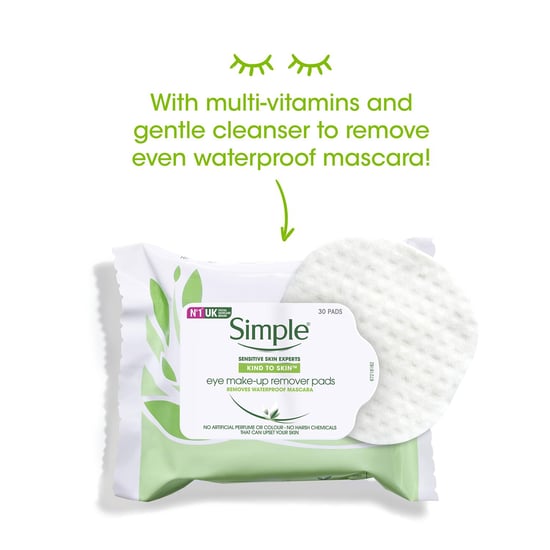 Simple Kind to Skin Eye Make-Up Remover Pads with Pro-vitamin B5, 3x 30 Pads