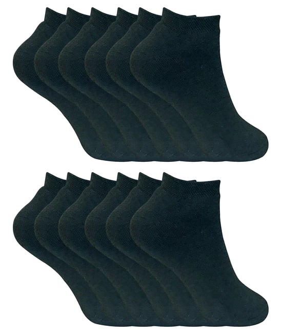 Ladies Winter Low Cut Trainer Socks | 12 par Multipack | Tjocka ankelstrumpor för kvinnor - Svart - Image 1