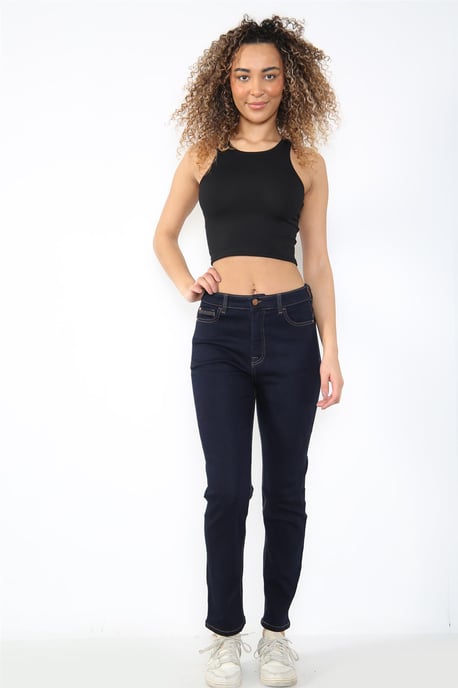 Ladies Magic Shaping High Waisted Straight Leg Jeans in Indigo Blue - Image 6