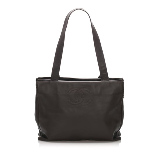 Vintage Chanel CC Lambskin Leather Tote Bag Black - Image 1