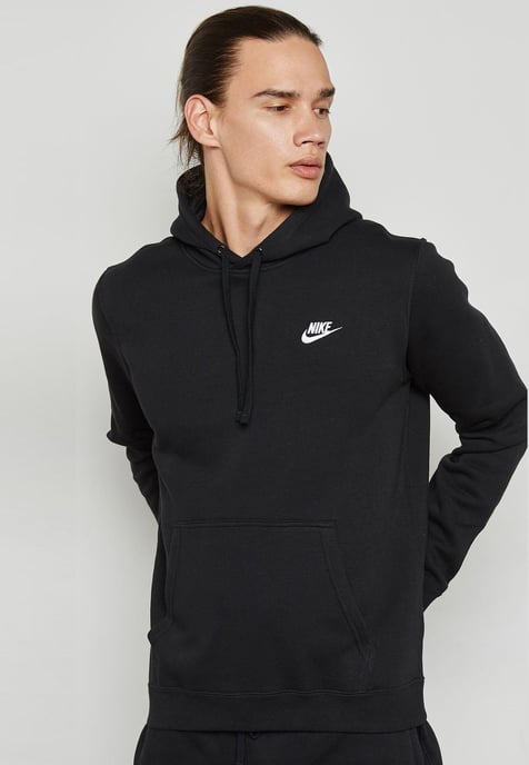 Nike Club Pullover Hoodie Embroidered Logo In Black - Image 1