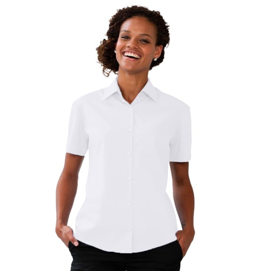 Russell Collection Ladies/Womens Short Sleeve Poly-Cotton Easy Care Poplin Shirt (White) - Image 4