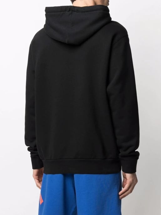 Palm Angels New York Blue Sprayed Logo-print Hoodie Black - Image 3