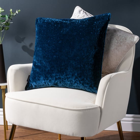 Paoletti Ripple Pressed Velvet Piped Polyester Filled Cushion