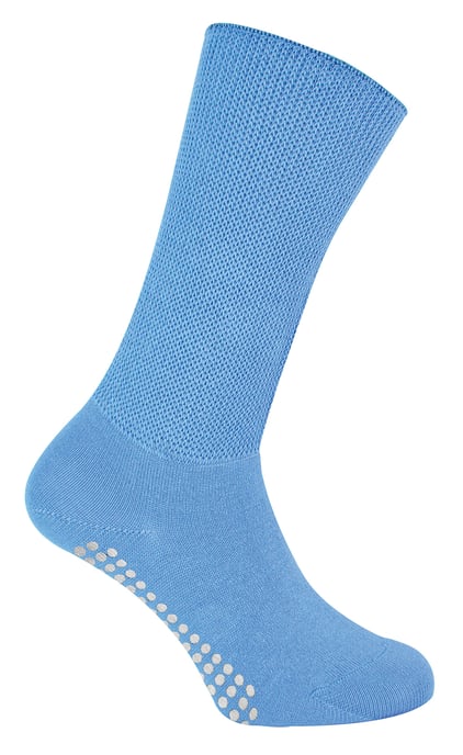 Extra Wide Oedema Socks with Non Slip Grips | Dr.Socks | Mens & Ladies | Bamboo Slipper Socks with Grippers for Swollen Legs Ankles & Feet - Blue - Image 2