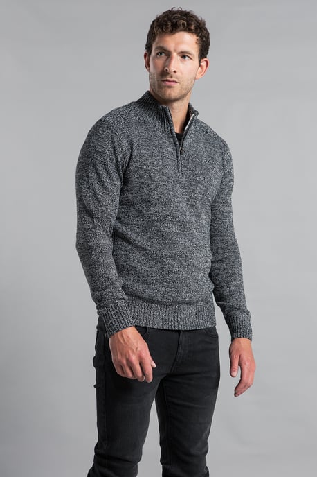 Black Recycled Cotton Blend 1/4 Zip Twist Jumper