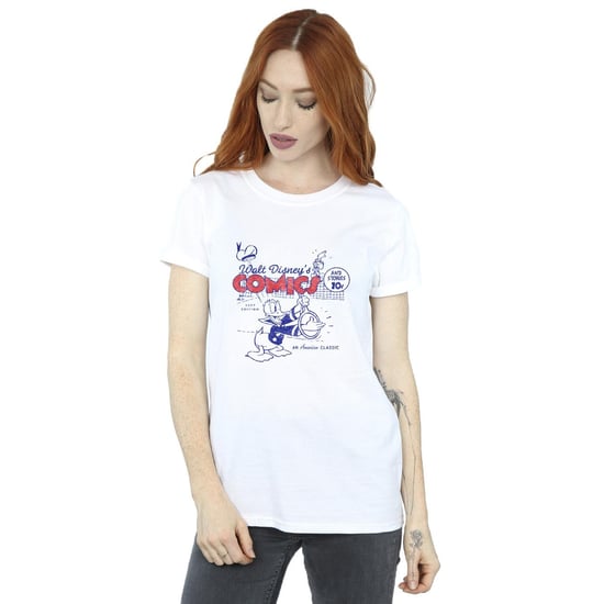Disney Womens/Ladies Donald Duck Comics Cotton Boyfriend T-Shirt (White)