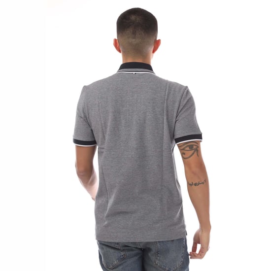 Men's Boss Logo Detail Oxford Cotton Piqué Polo Shirt in Navy - Image 2